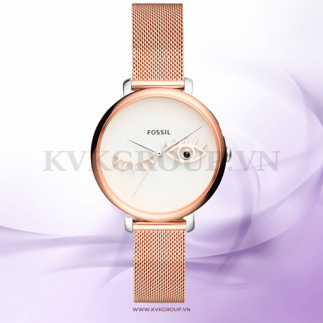 ng h FOSSIL n ES4414 Jacqueline Wink Eye Three Hand Rose Gold