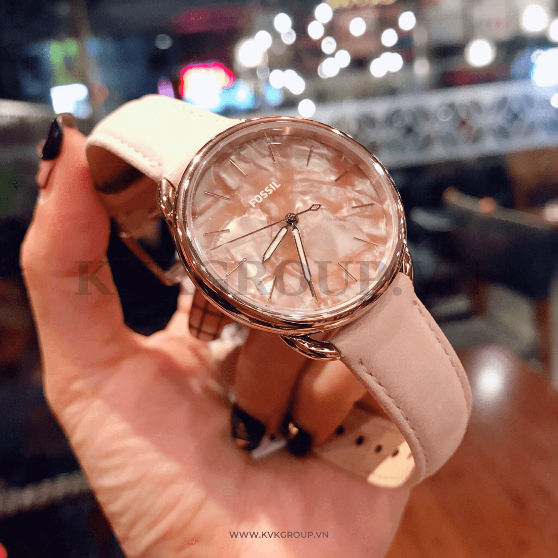 ng h FOSSIL n ES4419 Tailor Three Hand Blush Leather Watch 35mm