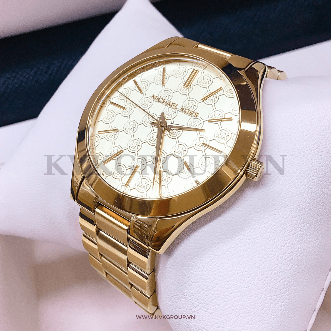 ng h MICHAEL KORS nam MK3335 Slim Runway Gold Dial Steel Watch 42mm