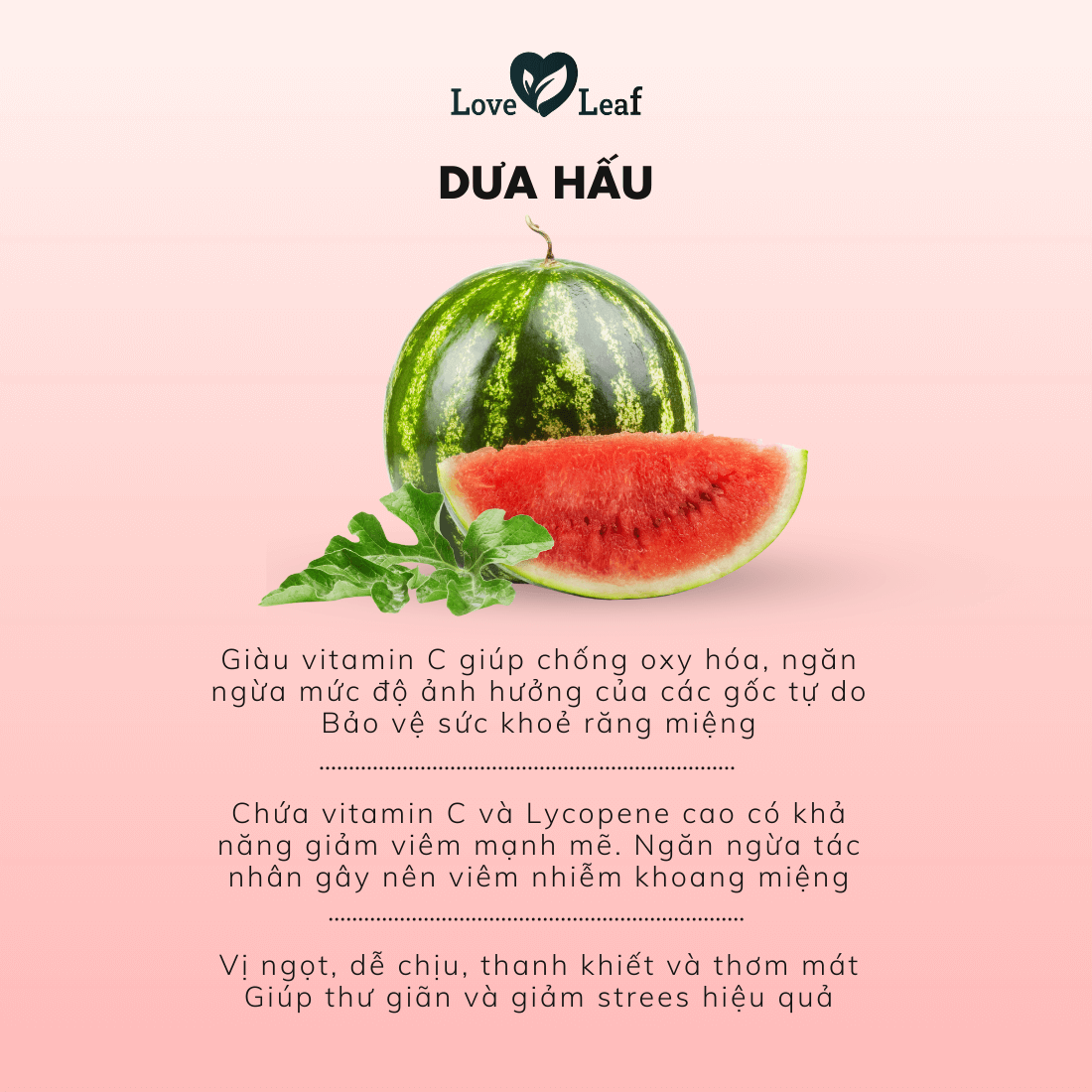 Chai Xịt Thơm Miệng Love Leaf Hương Dưa Hấu Bạc Hà Khoảnh Khắc Ngọt Ngào, Chai 8gr