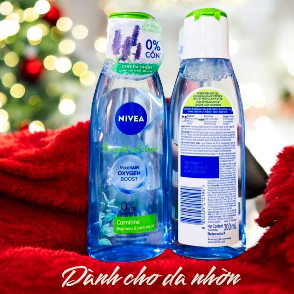 Tẩy trang sạch nhờn không cồn Nivea Bright Oil Clear 200ml
