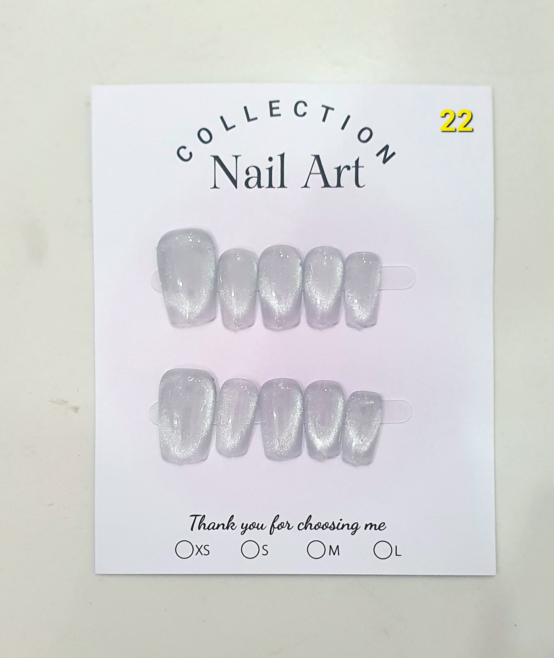 H03. Set 10 móng tay giả mắt mèo kèm keo và giũa móng