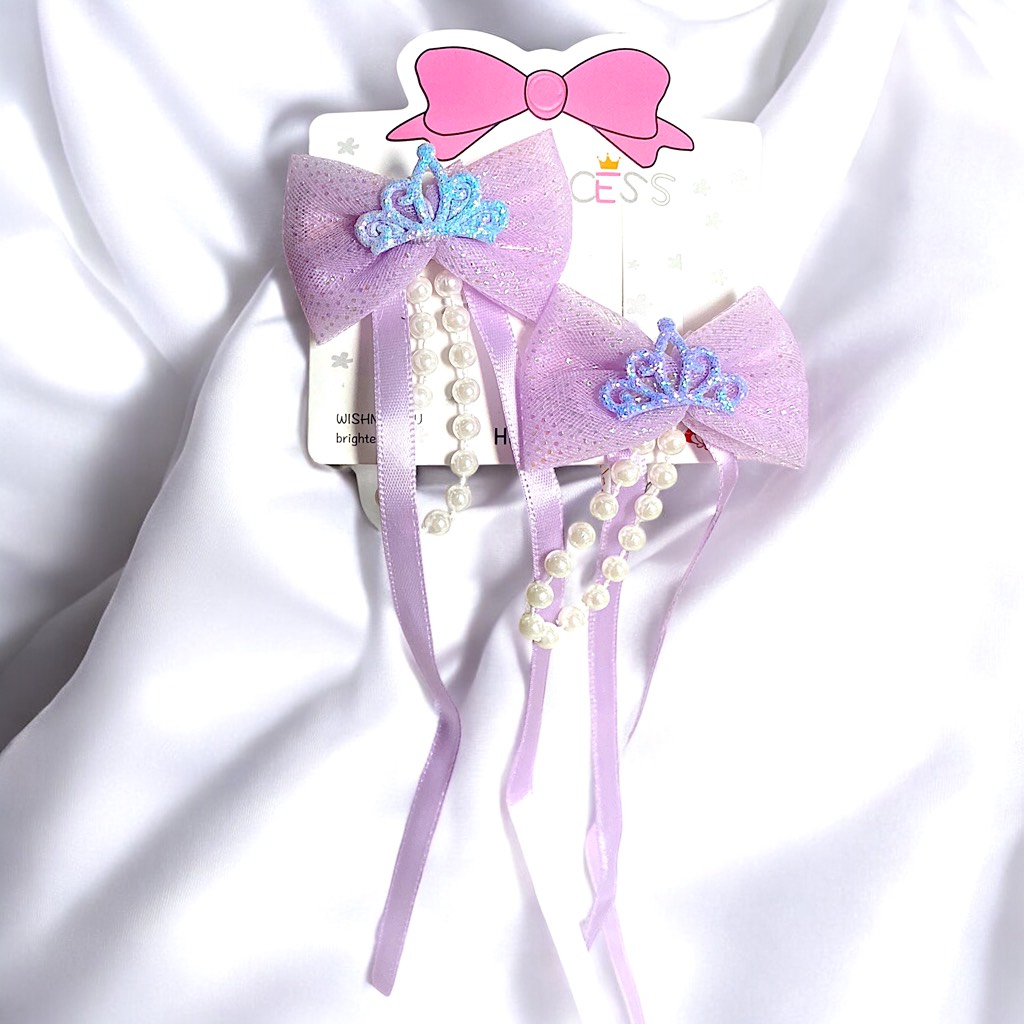 13.3 Set 2 kẹp mỏ vịt nơ (kẹp 4,5cm, nơ 6->7cm)