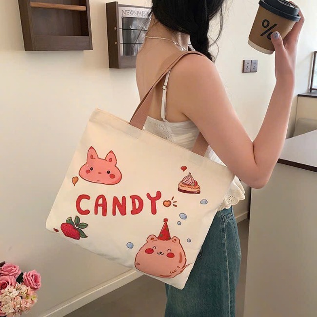 Túi vải canvas 1 lớp có khóa 40x34cm