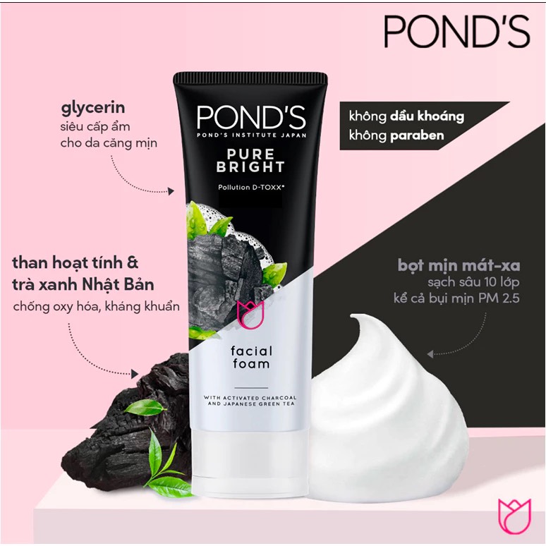 Sữa rửa mặt Pond's đen than hoạt tính 100g