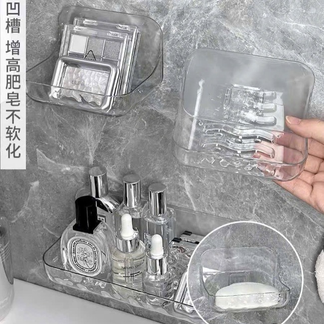Kệ, khay đựng xà phòng dán tường trong suốt