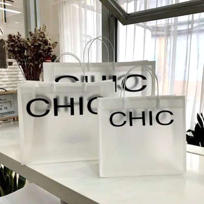 19T. Túi tote nhựa dày lưới CHIC 32x28x11cm
