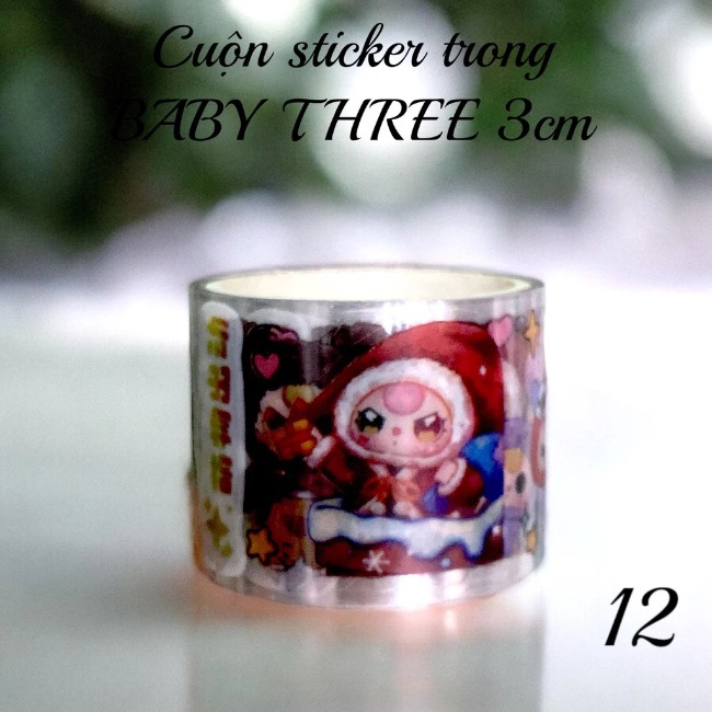 Cuộn sticker trong nhũ BABY THREE 3cm