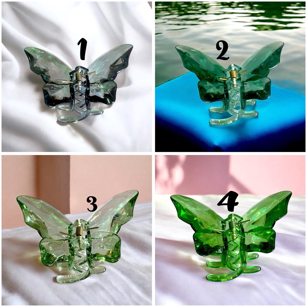 15.8 Kẹp tóc cang cua hình bướm trong suốt 9,5cm (4,5cm) x 5cm x 4cm
