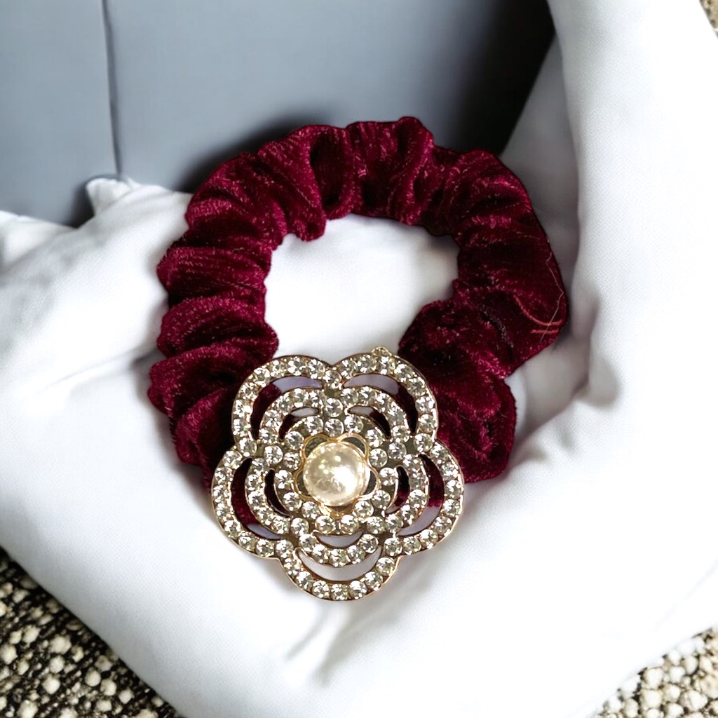 14.4 Dây Cột Tóc Nhung Đính Đá Nhiều Mẫu (1 cái)