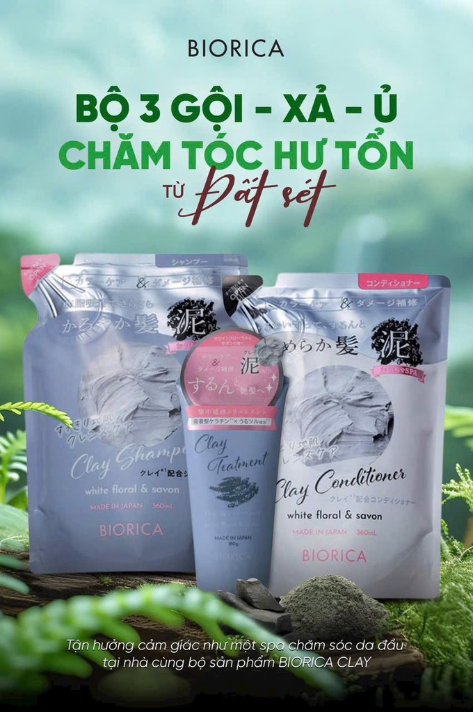 Dầu gội đất sét Biorica Clay White floral & Savon 360ml