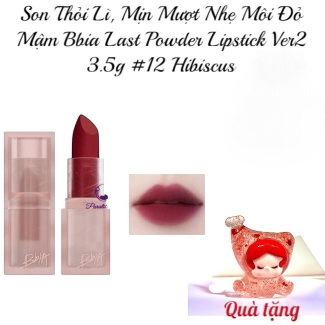 Son Thỏi Lì, Mịn Mượt Nhẹ Môi Bbia Last Powder Lipstick Ver2 3.5g