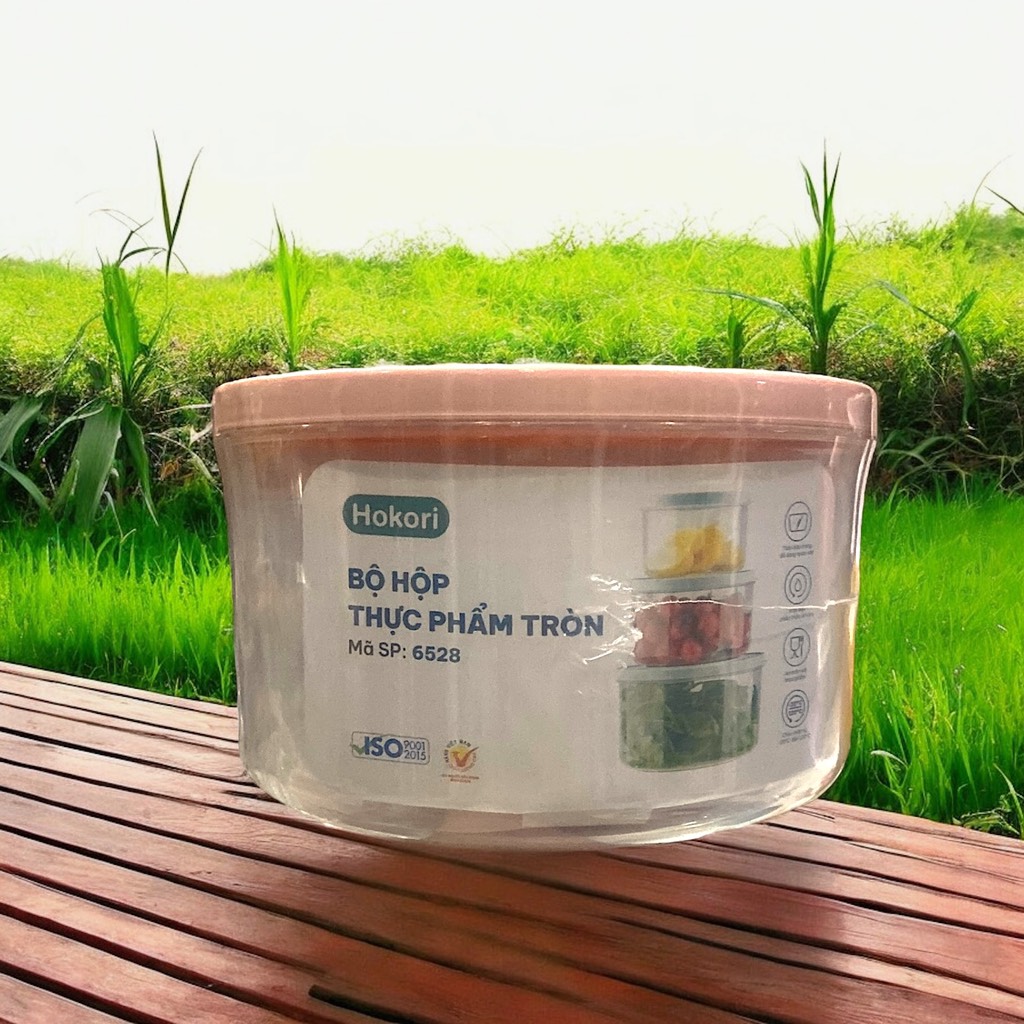 S4. Bộ 3 hộp thực phẩm tròn Hokori Việt Nhật 6528
