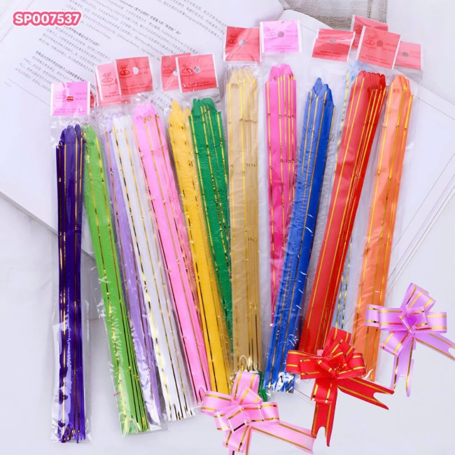 Set 10 Nơ Rút Viền Vàng 1,2cm