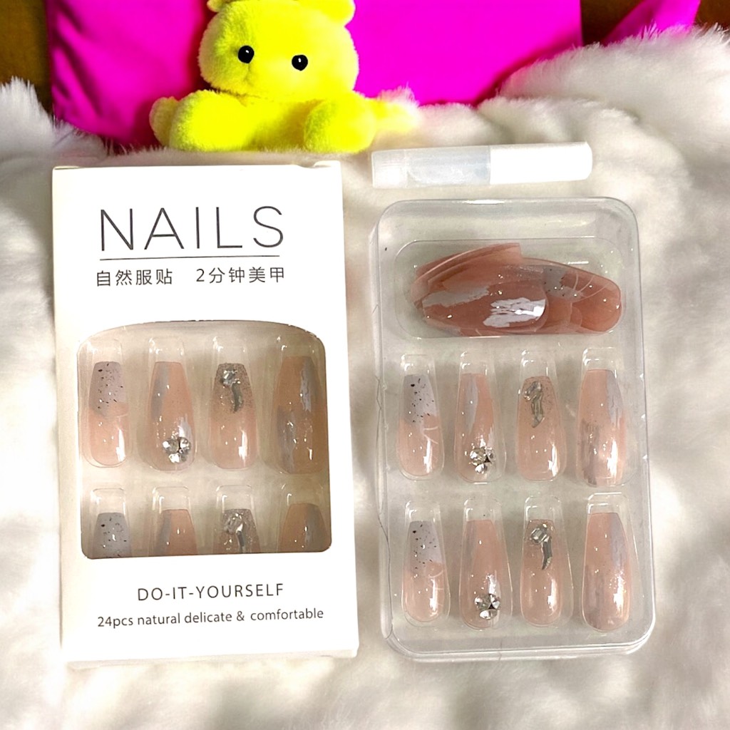 Set 24 móng đính đá kiểu keo