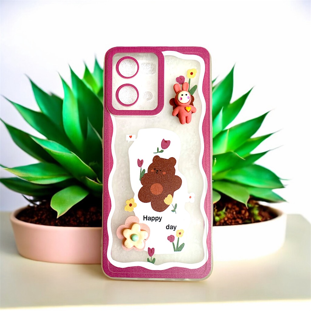 Ốp Lưng Điện Thoại HAAPY DAY Gấu, Thỏ Lạc Giữa Rừng Hoa Siêu Hot