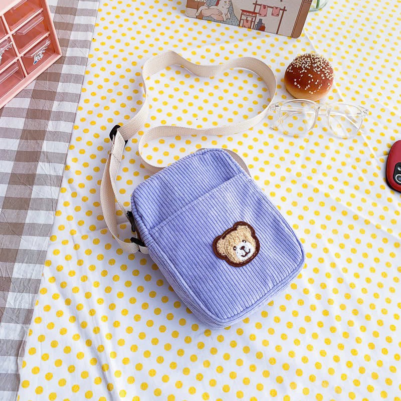 T10. Túi nhung kẻ sọc đeo chéo 13*18*5cm