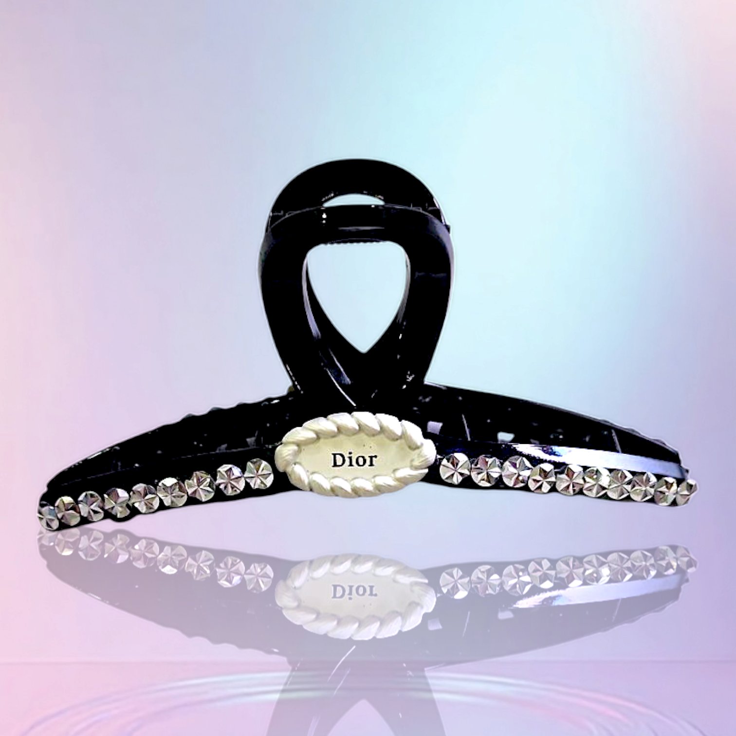 T2. Kẹp tóc chéo đen đính đá