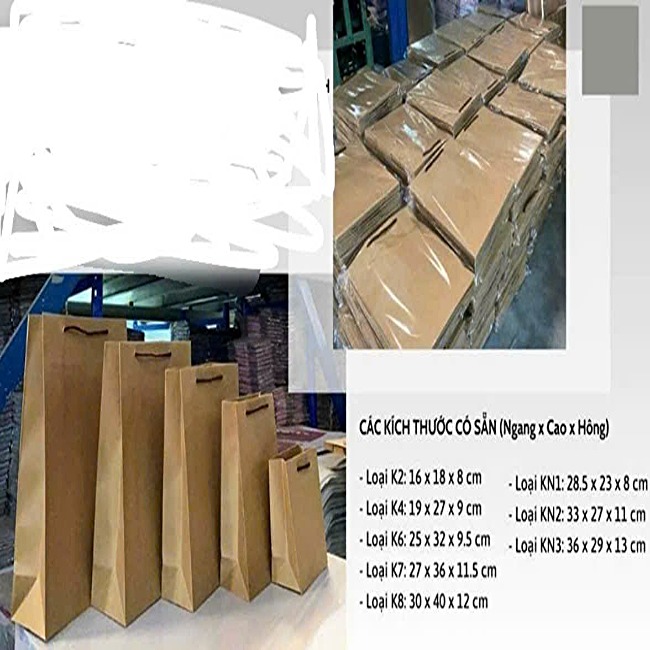 Túi giấy đựng quà ngang trơn Kraft KN3 (36x29x13cm)