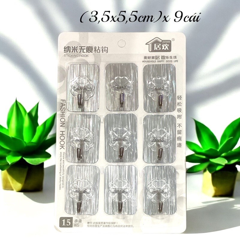 Vỉ 9 móc dán tường