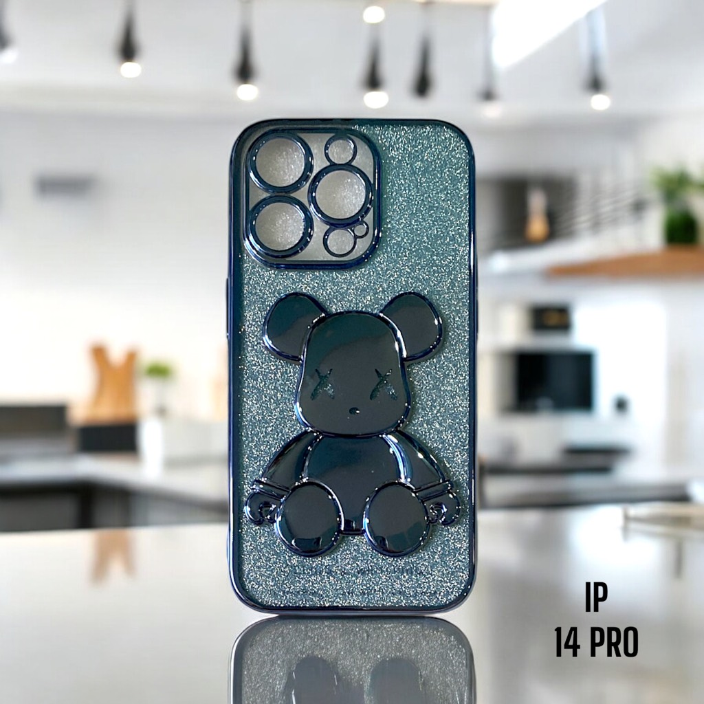 Ốp Lưng Điện Thoại Mềm,  Viền Xanh Và Gấu Con Dễ Thương Cho IPHONE