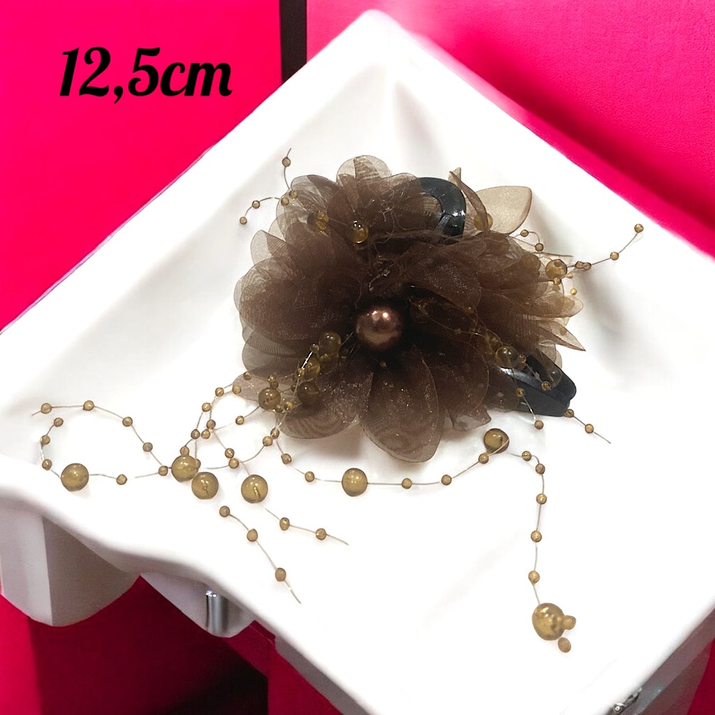 Kẹp tóc hoa hạt tua rua 12,5 cm