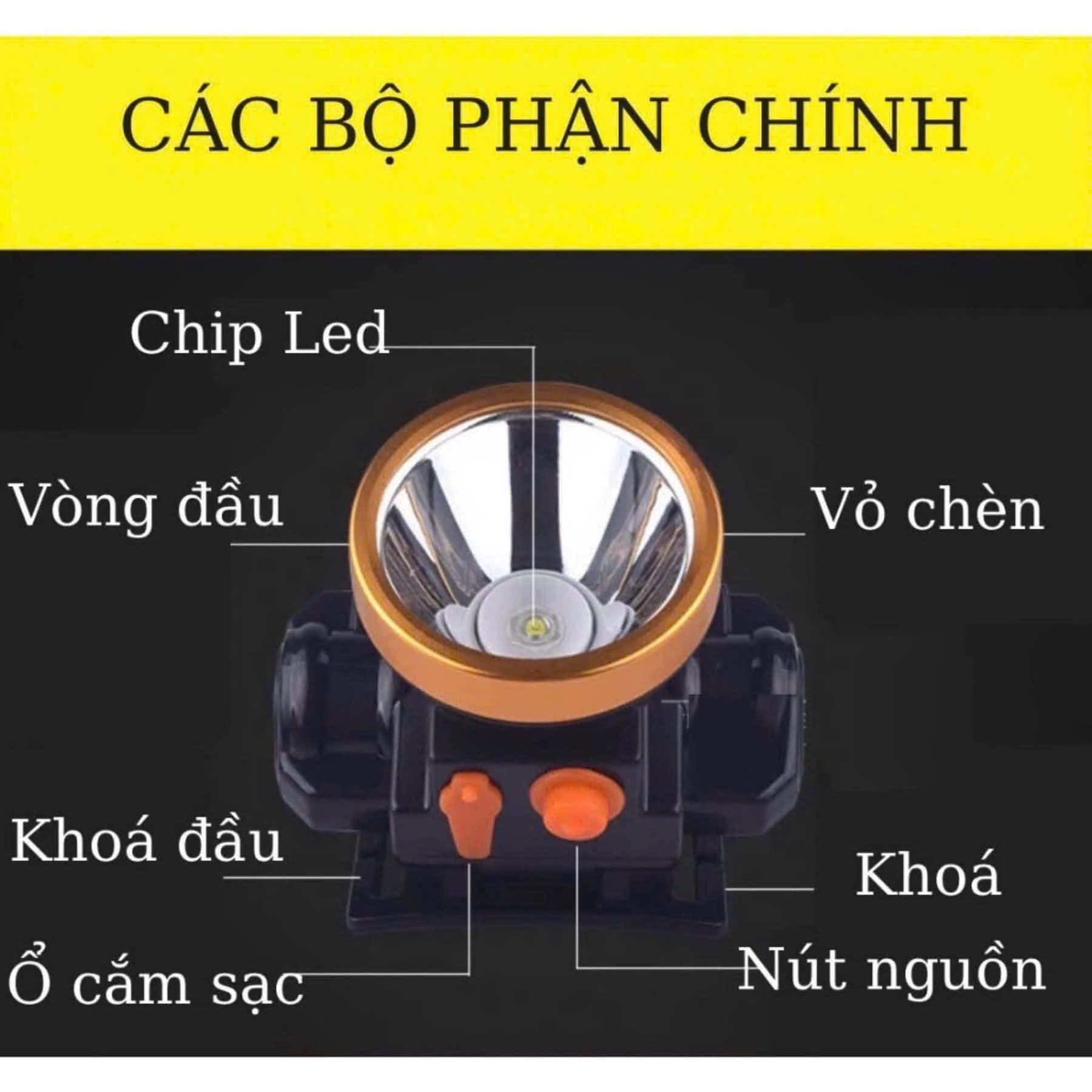 Đèn pin đội đầu màu đen vàng kim
