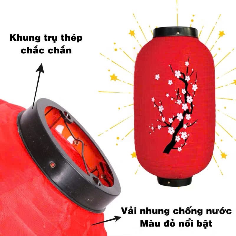 Lồng đèn vải đỏ hoa anh đào