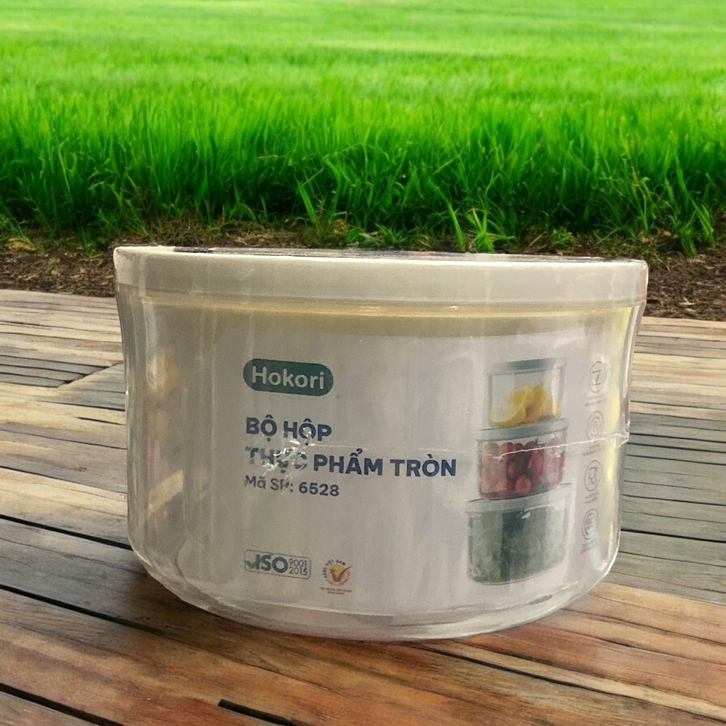 S4. Bộ 3 hộp thực phẩm tròn Hokori Việt Nhật 6528