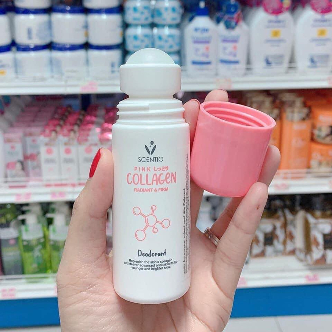 Lăn khử mùi và khô thoáng vùng da dưới cánh tay Scentio Pink Collagen 50ml (Thái Lan)