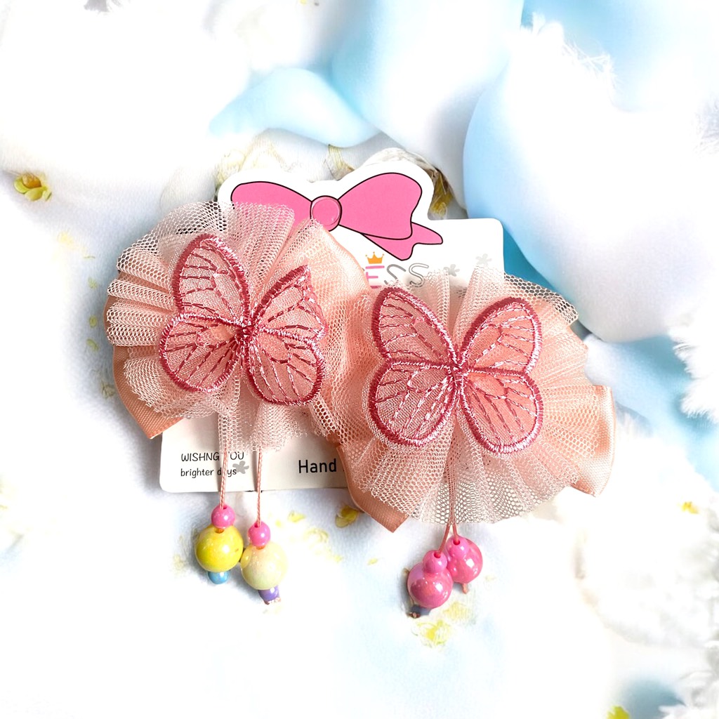 13.3 Set 2 kẹp mỏ vịt nơ (kẹp 4,5cm, nơ 6->7cm)