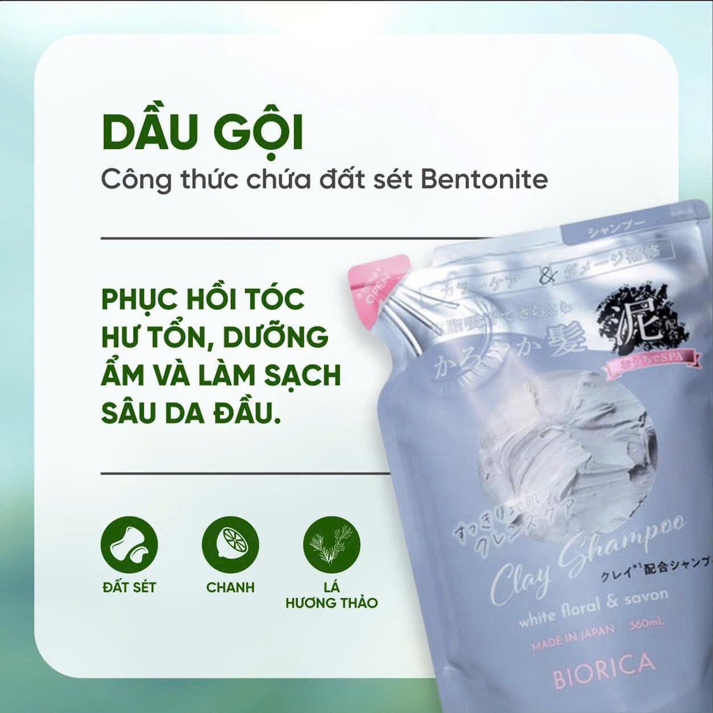 Dầu gội đất sét Biorica Clay White floral & Savon 360ml