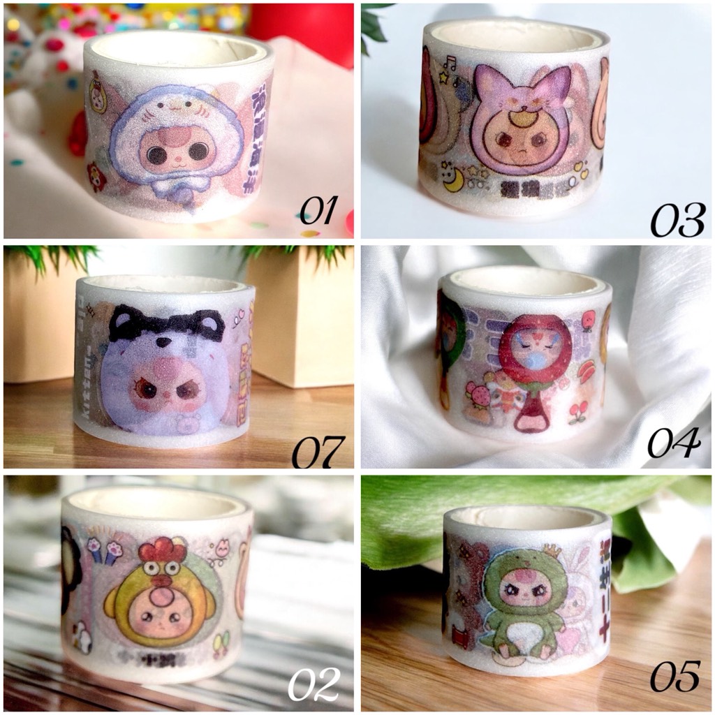 Cuộn sticker trong nhũ BABY THREE 3cm