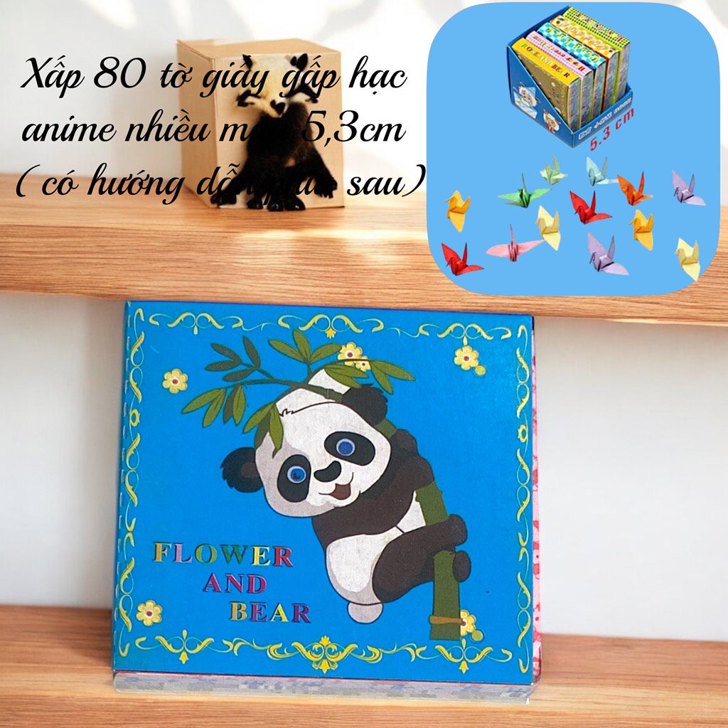 Xấp 80 tờ giấy gấp hạc anime nhiều màu 5,3cm