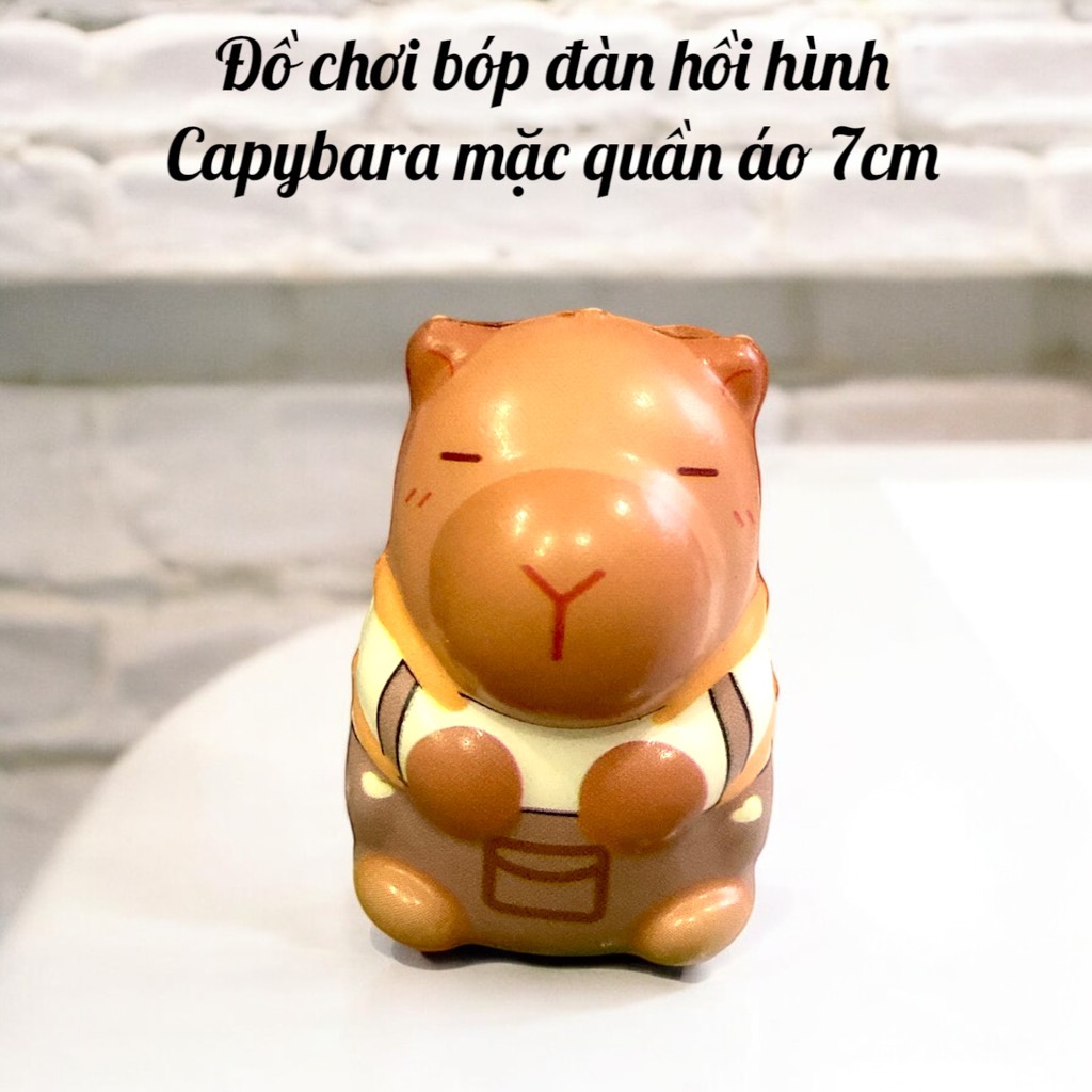 Đồ chơii b.óp đàn hồi hình Capyybara mặc quần áo 7cm