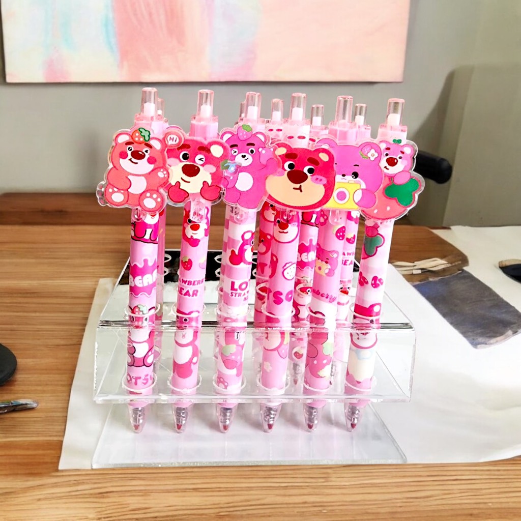 Bút bi kèm charm mực xanh hình nhân vật dễ thương