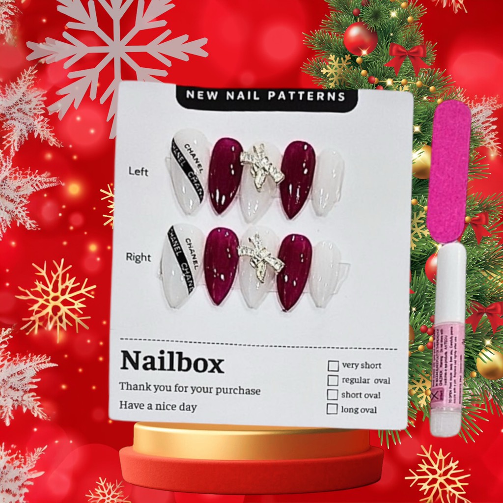 Bộ 10 m.óng ta.y gi.ả nhọn mẫu mới kèm keo dán