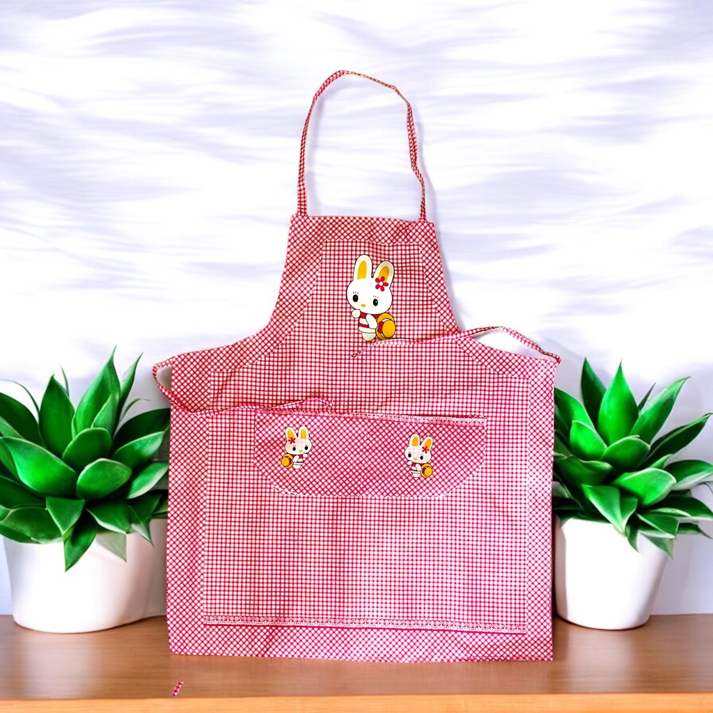 Tạp dề nhà bếp kẻ hoạ tiết hoạt hình 70x60cm