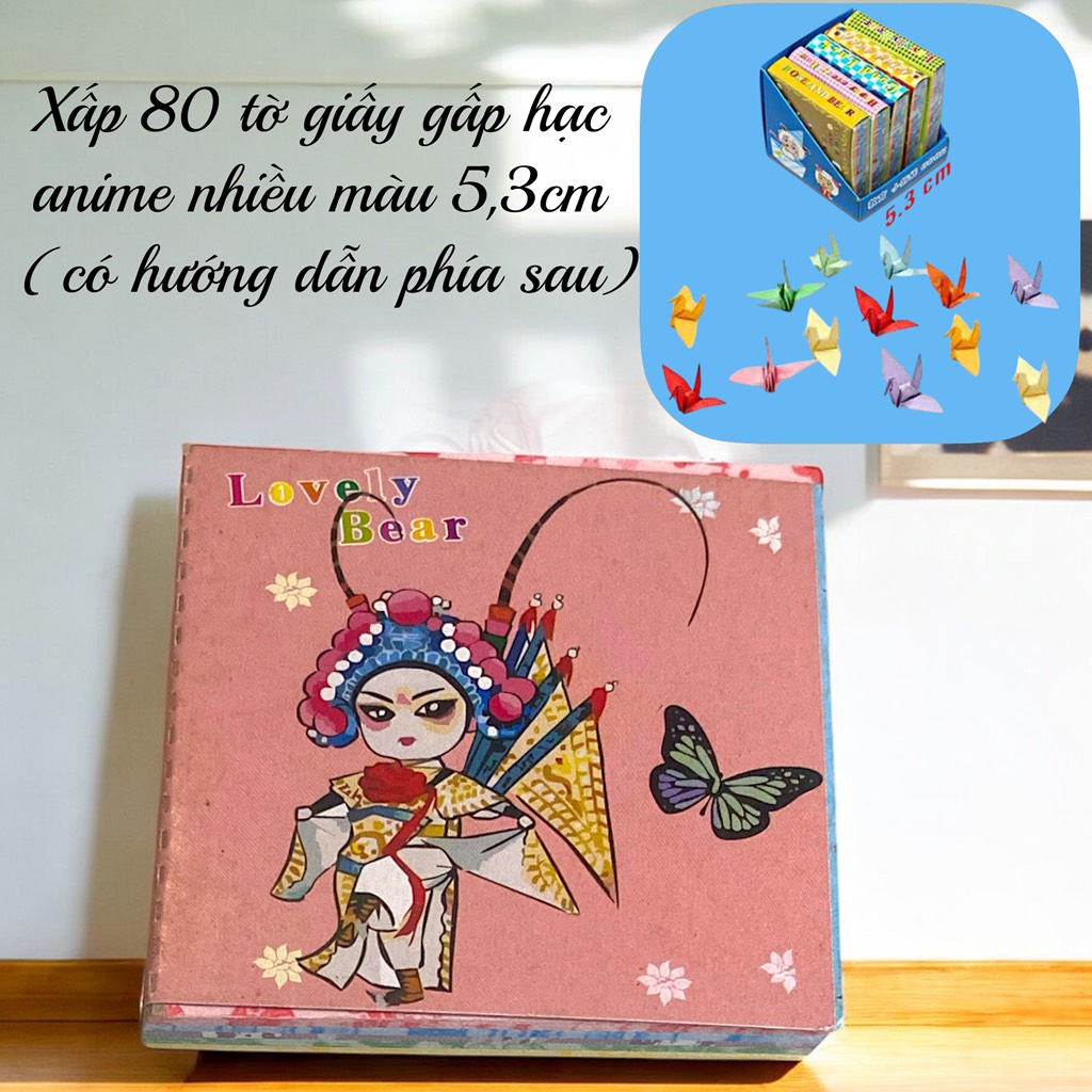 Xấp 80 tờ giấy gấp hạc anime nhiều màu 5,3cm