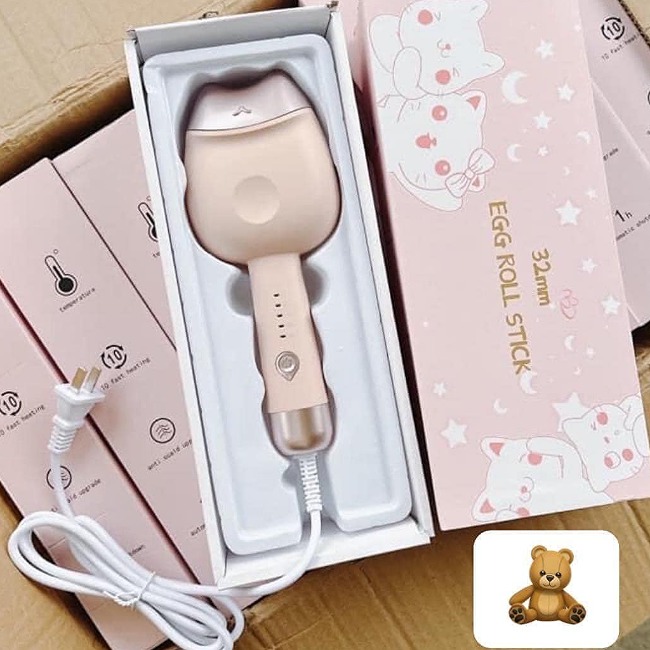 Máy làm xoăn Hippie kiểu Hàn màu hồng MY-185