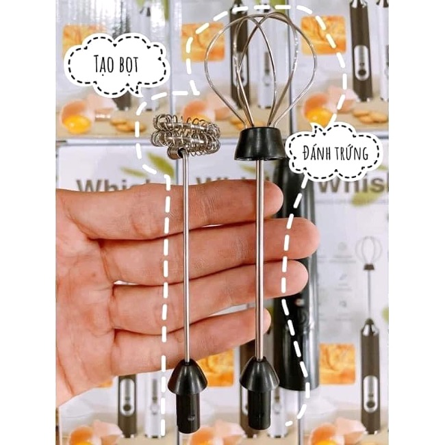 Máy đánh trứng tạo bọt mini Whisk màu đen