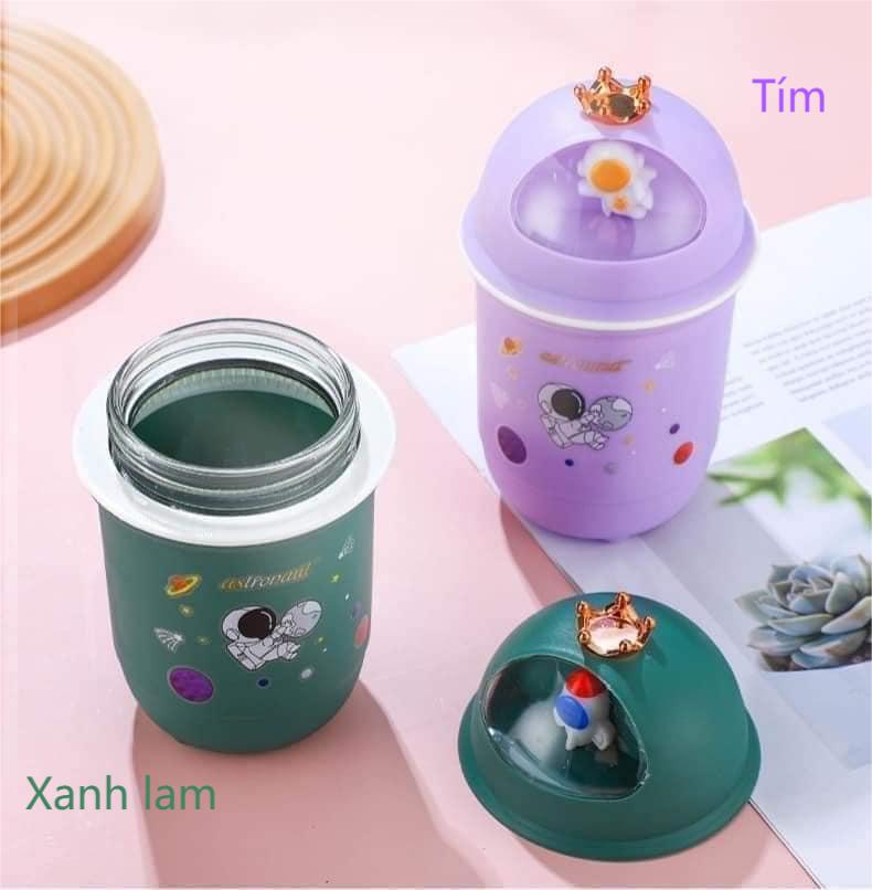 CT2. Bình Nước Thủy Tinh Bọc Nhựa Phi Hành Gia Vũ Trụ  370ml