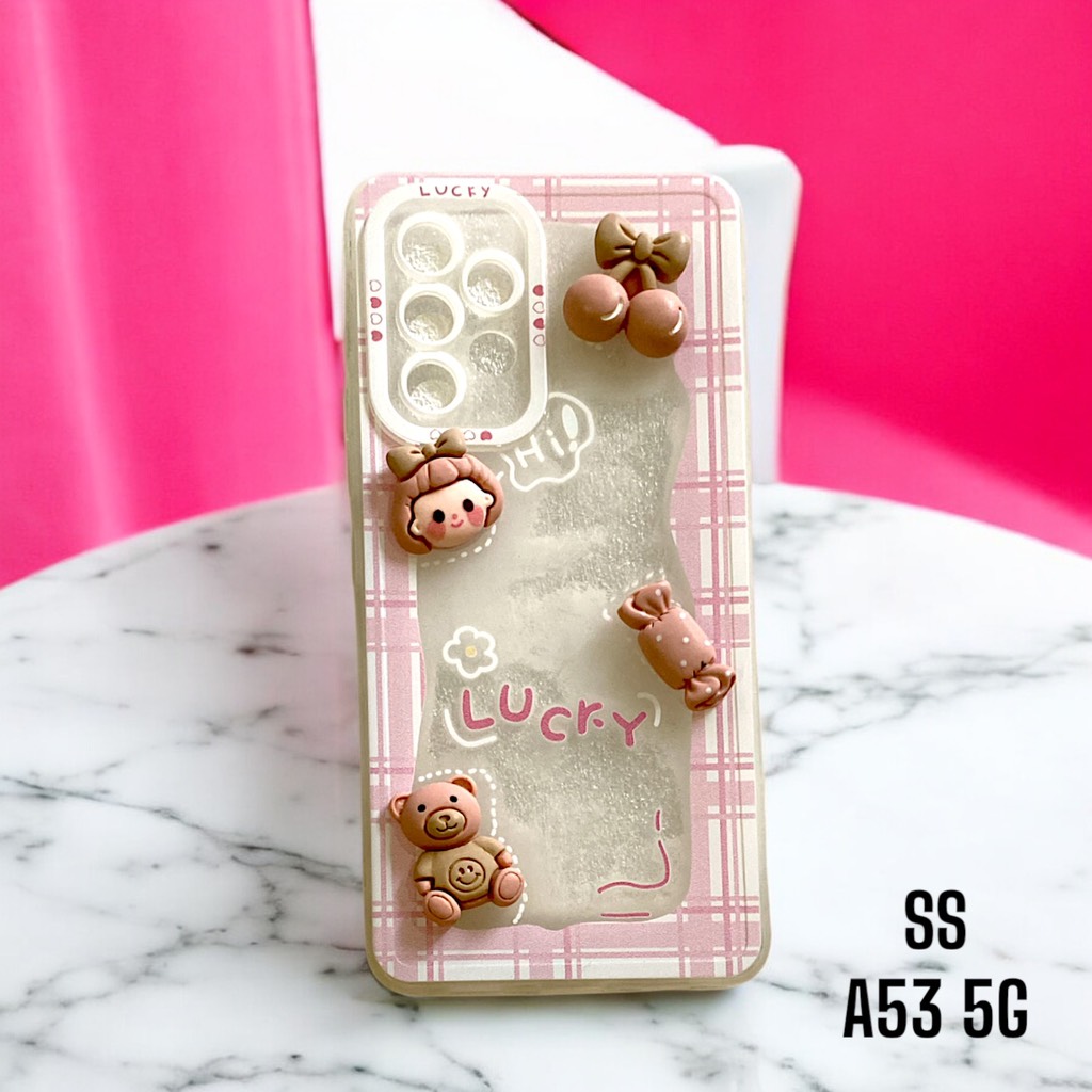 Ốp Lưng Điện Thoại LUCKY Viềm Caro Hồng, Hình Cô Gái Siêu Dễ Thương