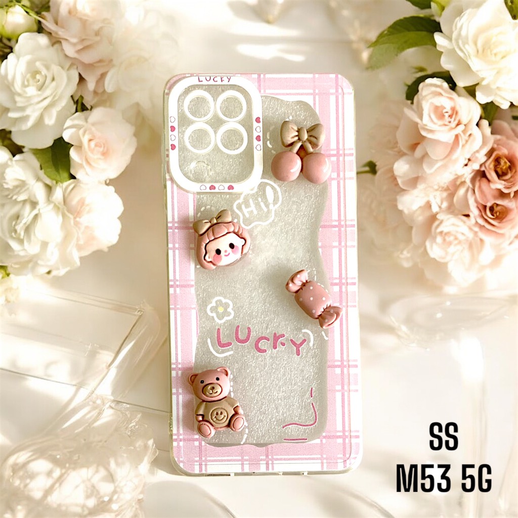 Ốp Lưng Điện Thoại LUCKY Viềm Caro Hồng, Hình Cô Gái Siêu Dễ Thương