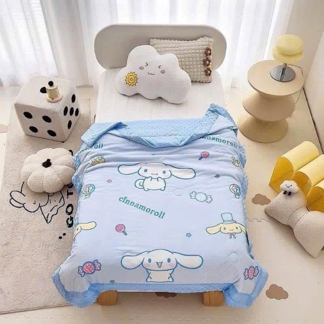 Chăn/Mềm Vải Lụa Hạt Đậu 3D Hoạt Hình 1m1x1m5
