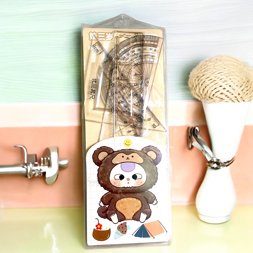 Bộ thước kẻ eke đo độ 4 món