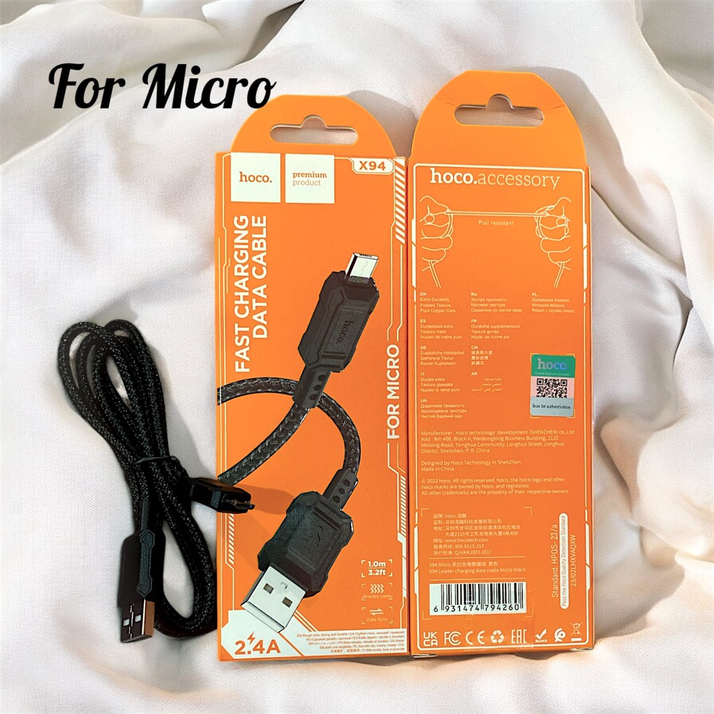 Cáp Sạc Dây Dù Hoco Chống Gãy Đứt  X94 IP, Micro, Type-C