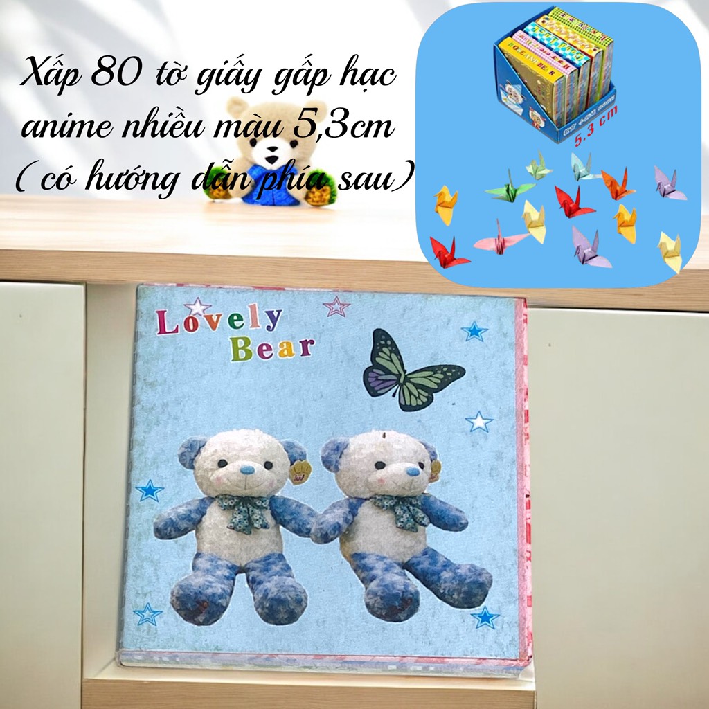 Xấp 80 tờ giấy gấp hạc anime nhiều màu 5,3cm