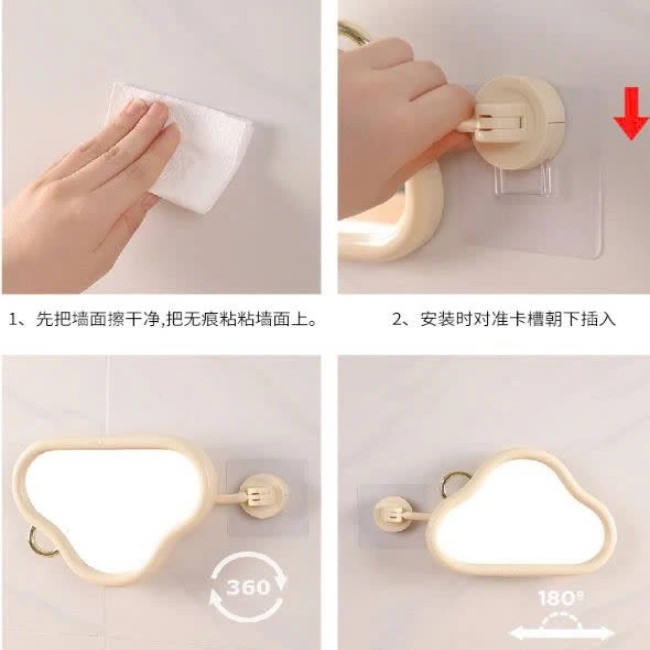 PN. Gương trang điểm hình đám mây treo tường xoay 360⁰ 15.5x22cm