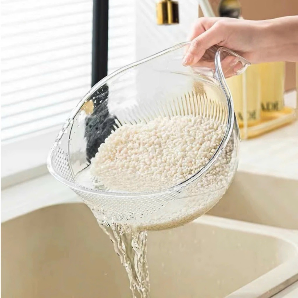 Rổ vo gạo nhựa có tay cầm tiện lợi 28x13cm (cả tay cầm)